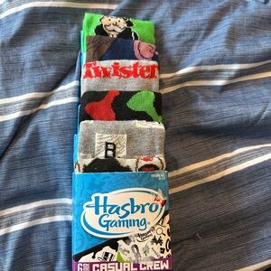 Hasbro Gaming Casual Crew Socks - Green, Red, Gray, Black